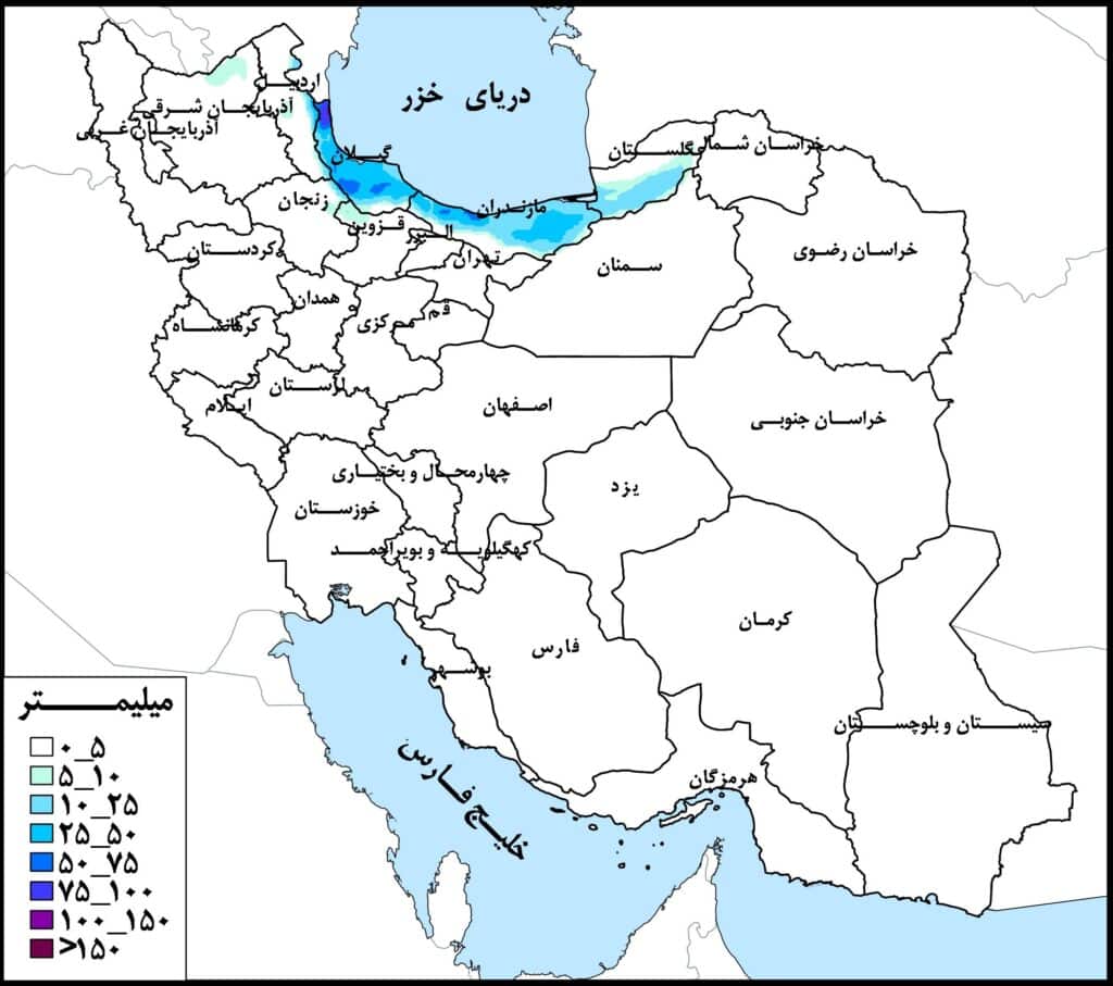 حوضه دریای خزر پرباران‌ترین حوضه‌ درجه 1 کشور در هفته اول مهرماه جاری
