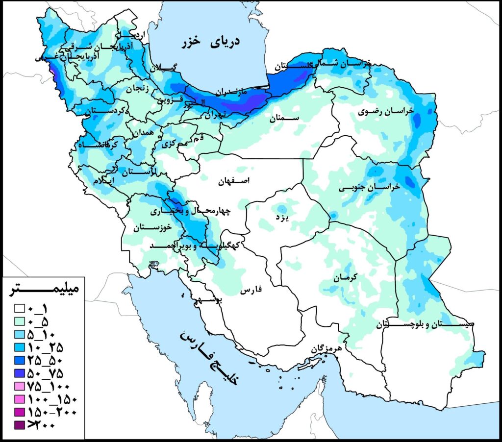 پیش‌بینی بارش‌های 50 تا 75 میلی‌متری در شمال، غرب و شرق کشور